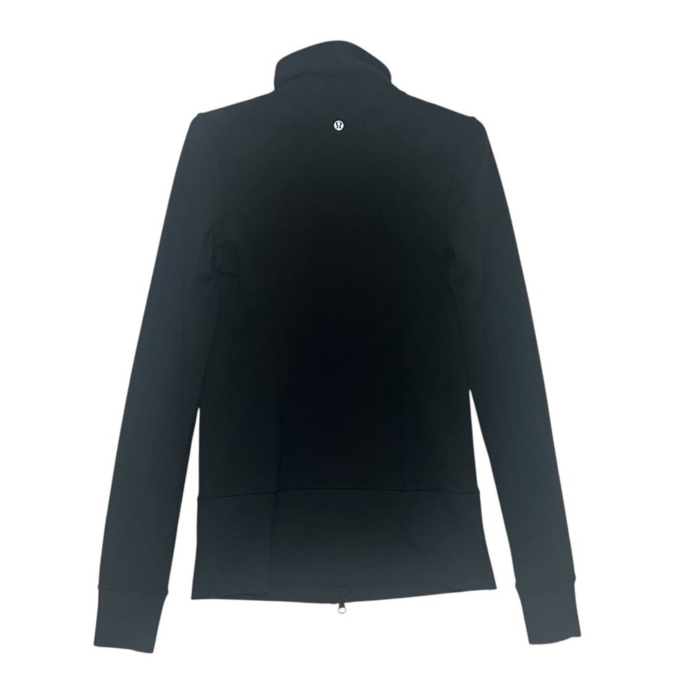 Lululemon Women Slim Fit Full Zip Black Track Jacket Turtle Neck Size 6 Pocket’s - Picture 2 of 11